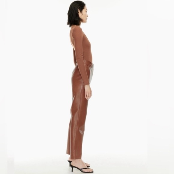 Aritzia Pants Women’s 00 Babaton Command Pant Vegan Leather Chocolate Brown - Picture 3 of 11